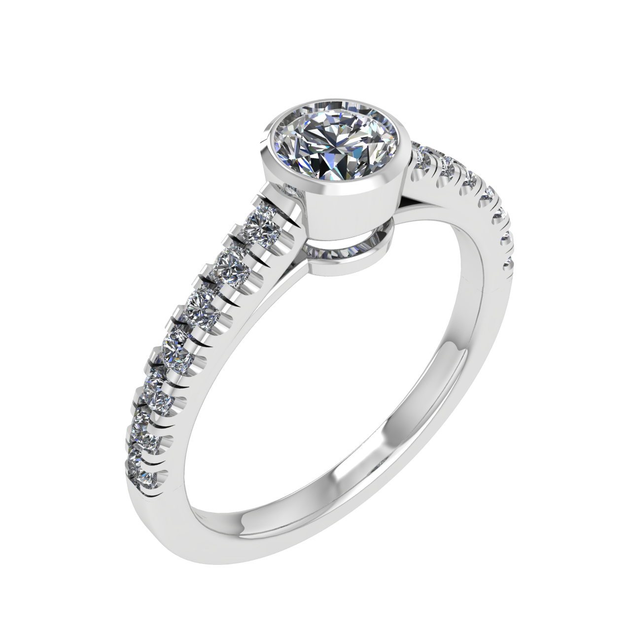 ACCENTED PAVE 5.00mm ROUND ENGAGEMENT RING